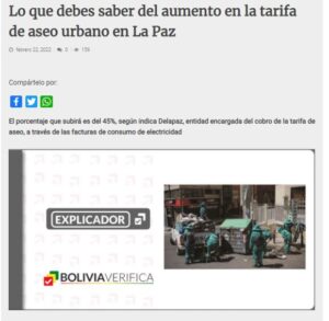 Lo que debes saber del aumento en la tarifa de aseo urbano en La Paz